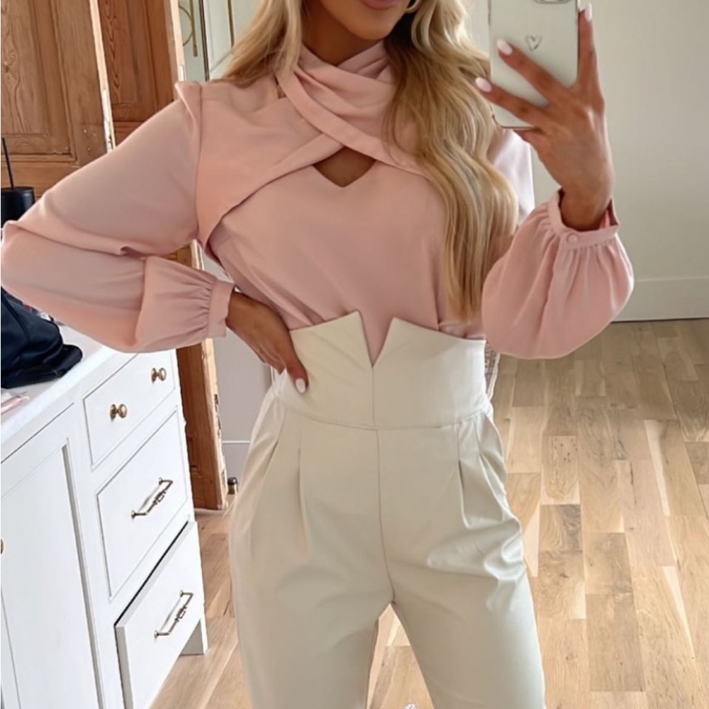 TheseThree Criss Cross Blouse Light Pink